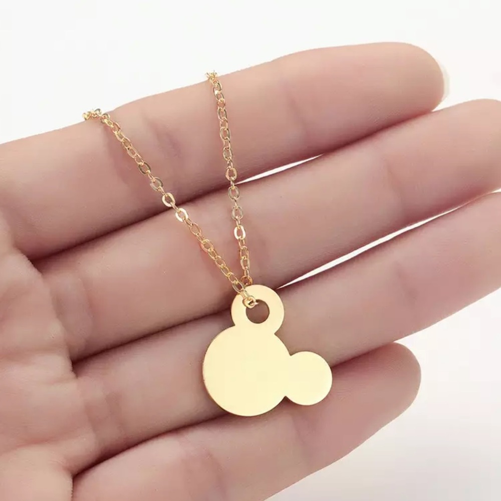 GOLD Minimalist Mickey Stainless Steel Necklace GIFT - Picture 2 of 9